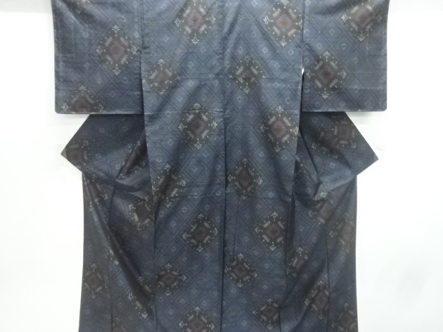 JAPANESE KIMONO / UNUSED / SILK / DORO OSHIMA TSUMUGI / WOVEN RHOMBUS